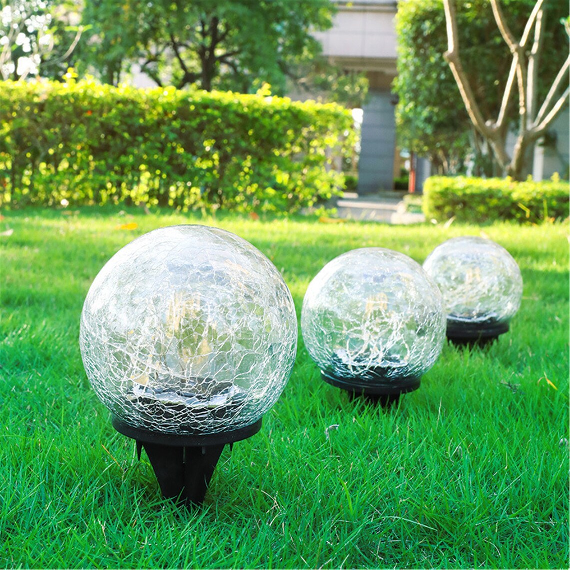 Solar Light LED Glass Ball Lamp Decoration for Outdoor Garden Etsy
