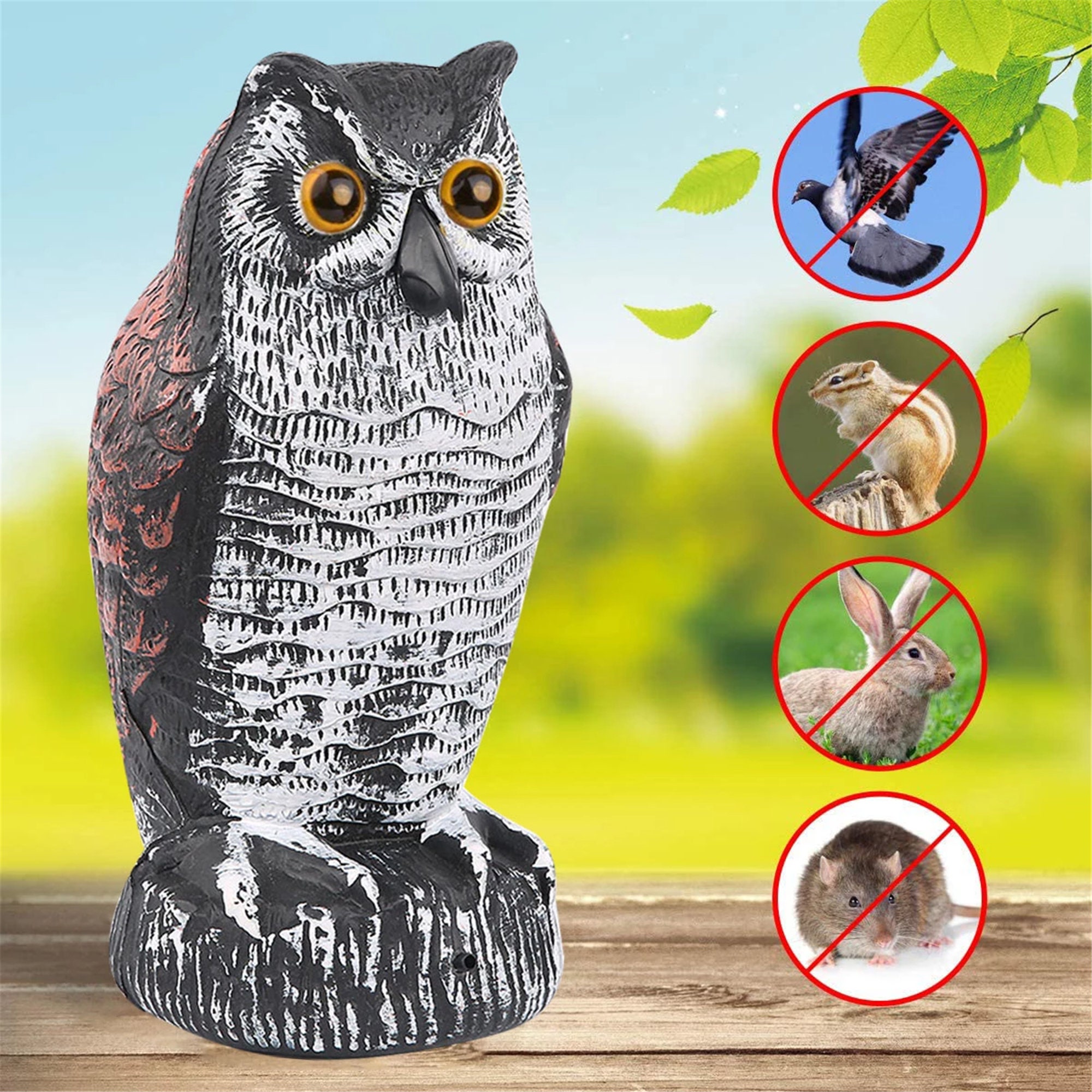 Realistic Bird Scarer Rotating Head Sound Owl Prowler Decoy Etsy