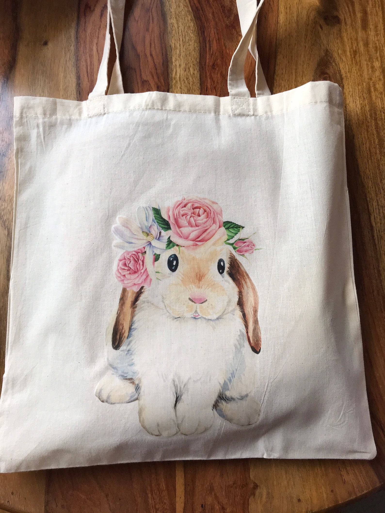 Printed rabbit tote bag reusable eco friendly shopping bag Etsy