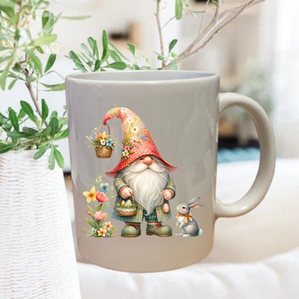 Easter bunny mug that can be personalised, Easter gonk mug.