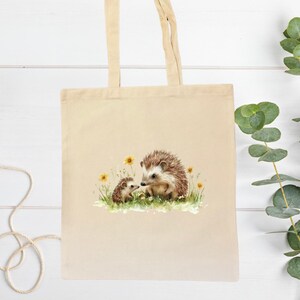 Personalised Hedgehog Tote Bag, Cute Eco Friendly Canvas Shopper, Hedgehog Lover Gift, Wildlife Nature Bag, Birthday Christmas Present women imagem 7