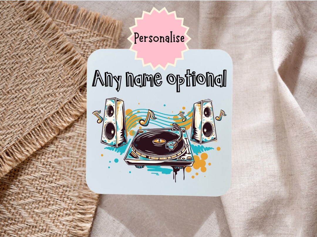 DJ Themed Coaster – Music Lover Gift – Turntable Record Deck Drinks ...