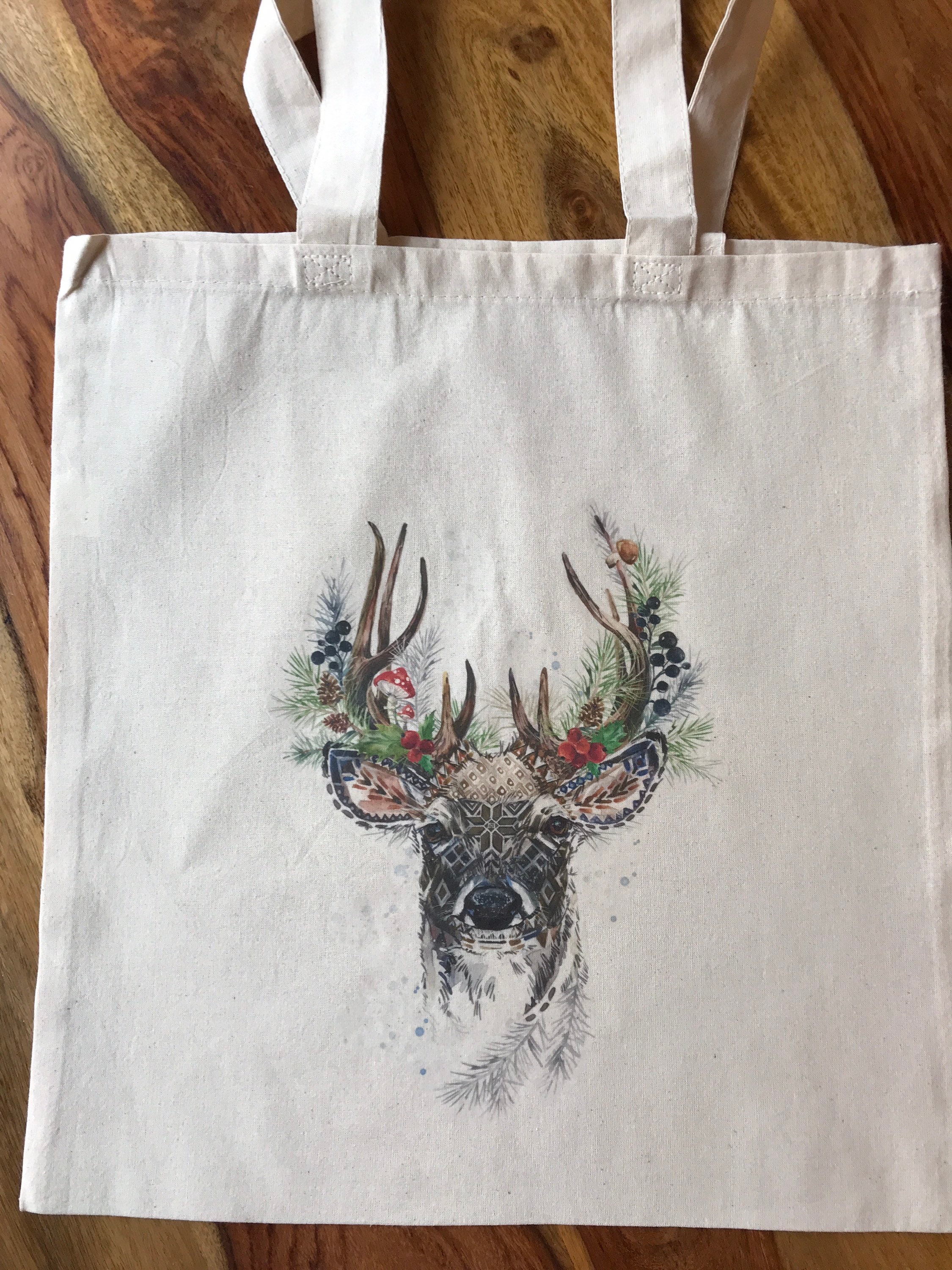 Deer stag tote baggreat Christmas gift or secret Santa. | Etsy