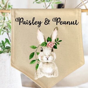 Personalised rabbit flag, rabbit sign, indoor rabbit decor.