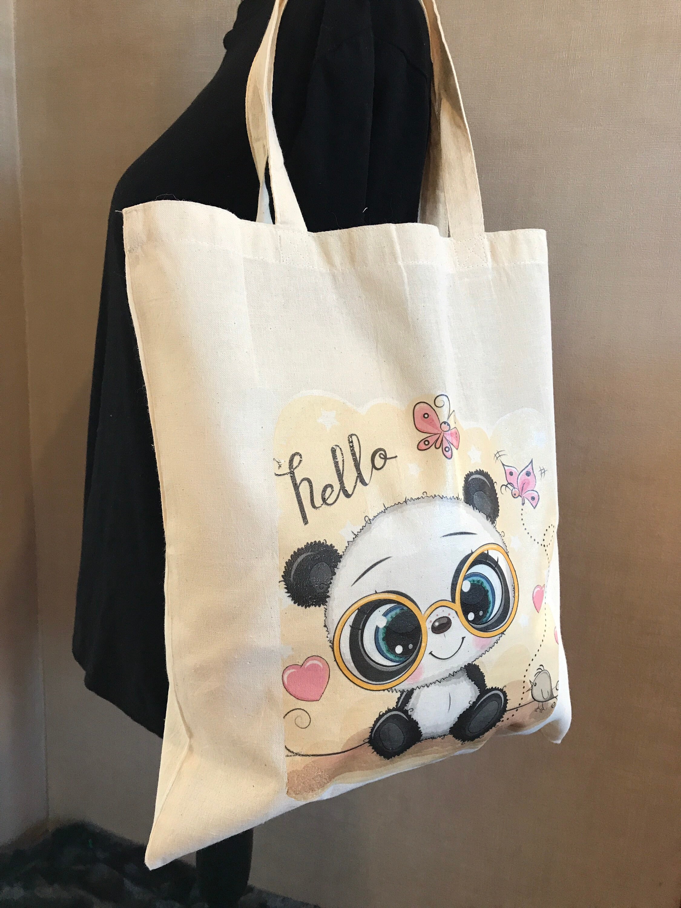 Panda tote bag ideal panda gift strong reusable bagbirthday | Etsy