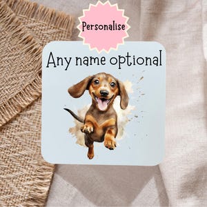Dachshund dog coaster, sausage dog coaster, square coaster, dachshund dog gifts, sausage dog gifts, dog lover gift.