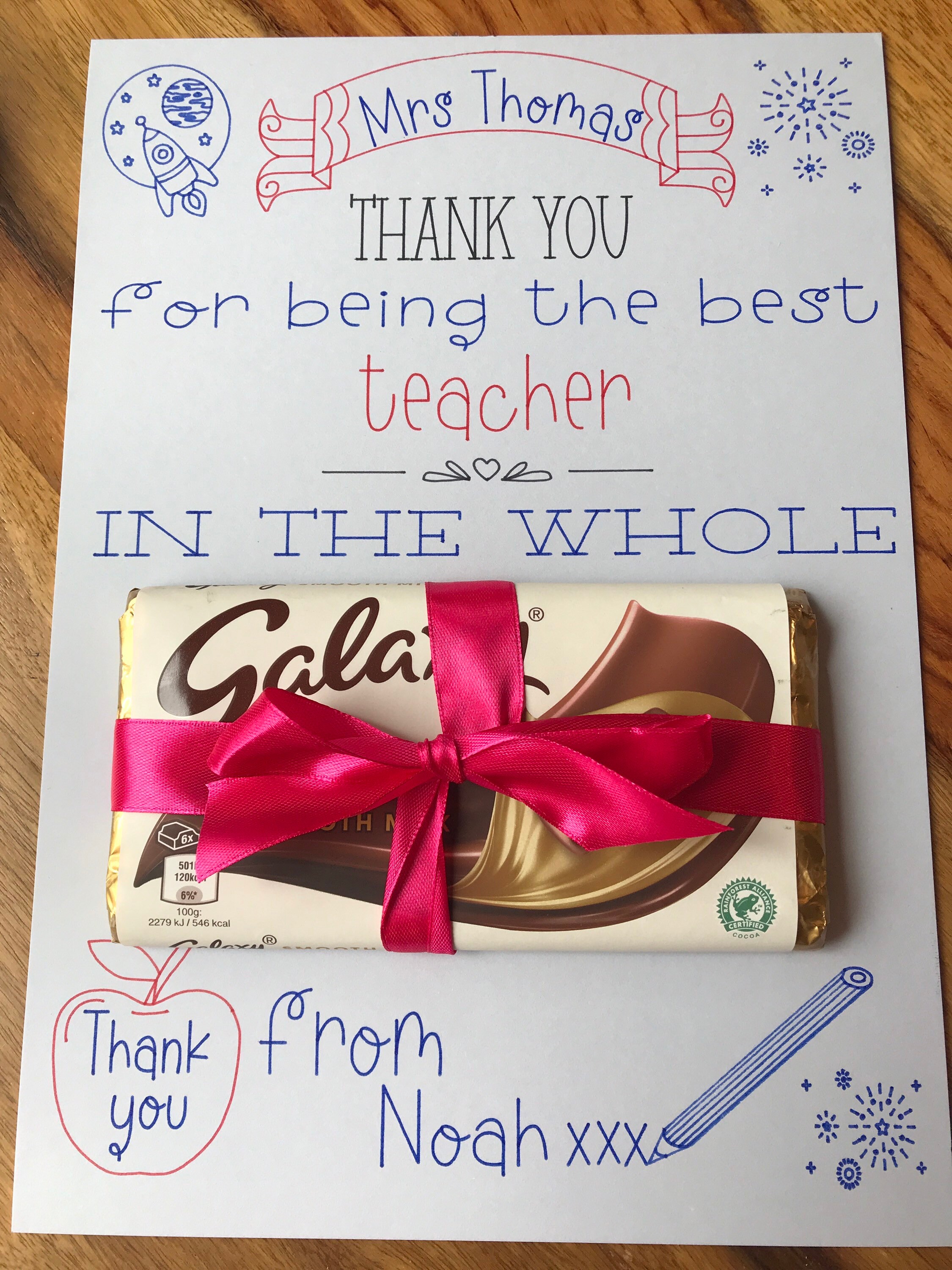 Teacher chocolate board personalised teacher gift. Etsy