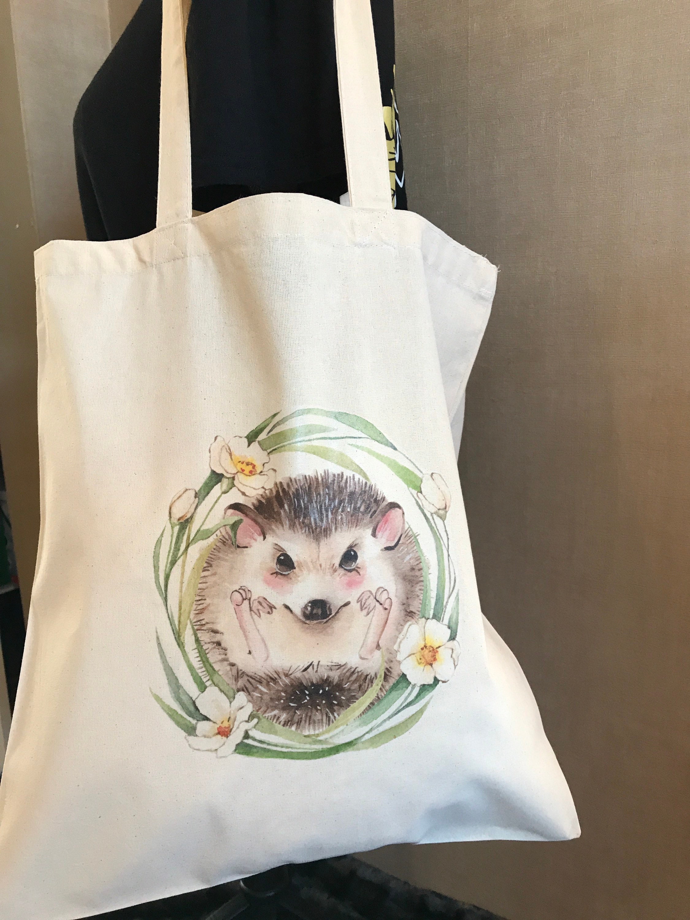 Hedgehog tote bag makes a great hedgehog gift for any Etsy