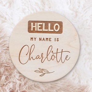 Bonjour Mon nom est signe, annonce du nouveau-né, étiquette nominative de bébé personnalisée, étiquette de nom de nouveau-né, cadeau de douche de bébé, signe d’annonce d’hôpital