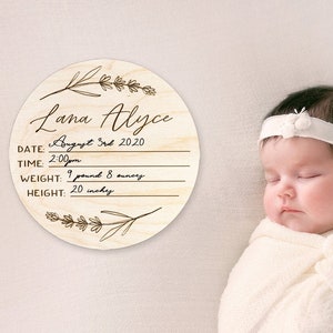 Birth Announcement Sign New Baby Gift Engraved Newborn Stats Hello World Baby Photo Prop Wooden Birth Sign Hospital Announcement Plaque