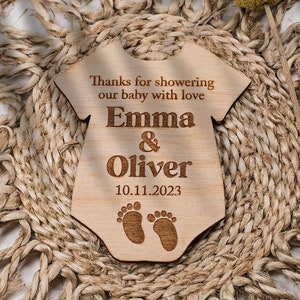 Baby Shower Favors, Baby Shower Magnet, Personalized Baby Shower Wooden Magnets, Baby Body Suit Magnets, Baby Shower Thank You Gifts