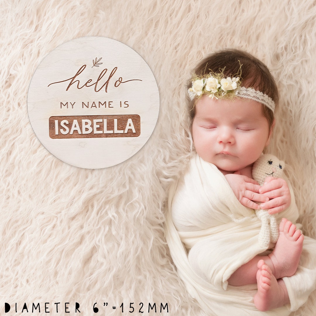 Birth Announcement Sign New Baby Gift Engraved Newborn Stats Hello ...