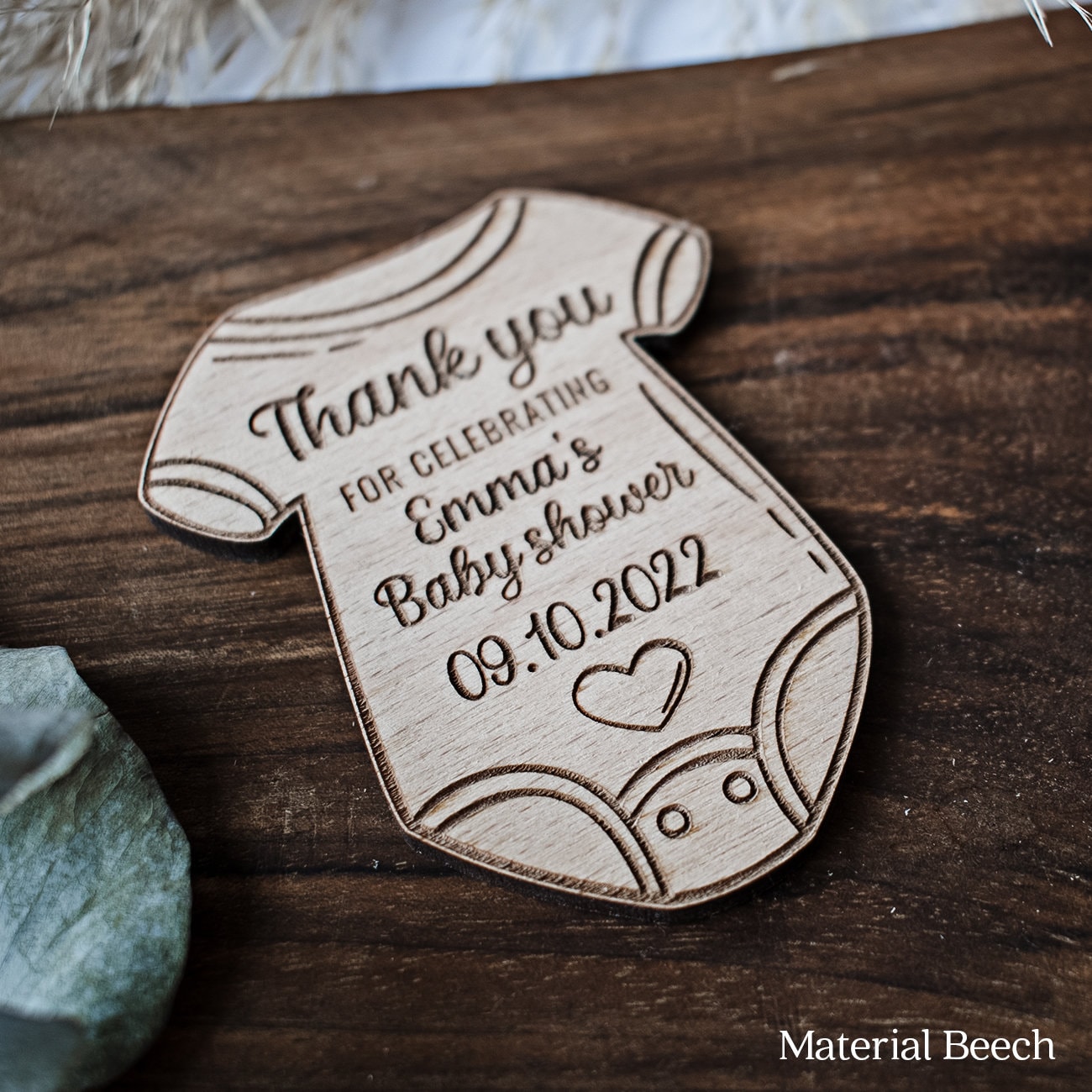 Personalized Baby Shower Favors: Wooden Baby Bodysuit Magnet - Etsy