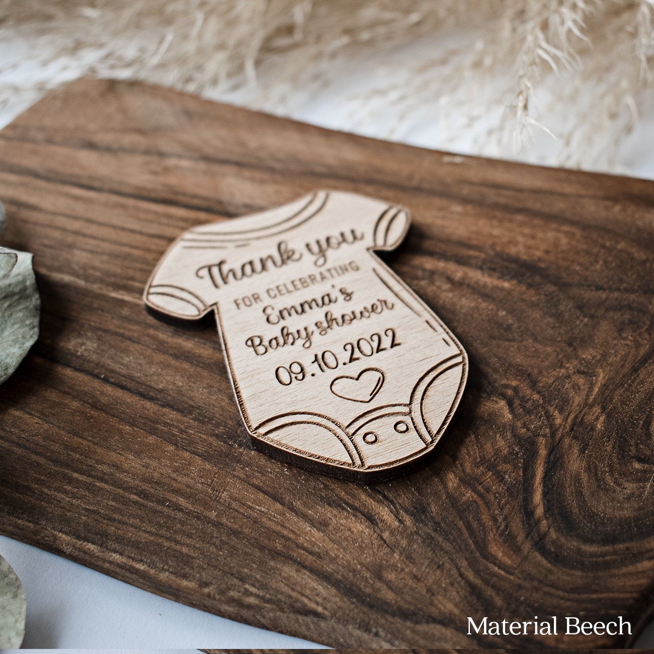 Personalized Baby Shower Favors: Wooden Baby Bodysuit Magnet - Etsy