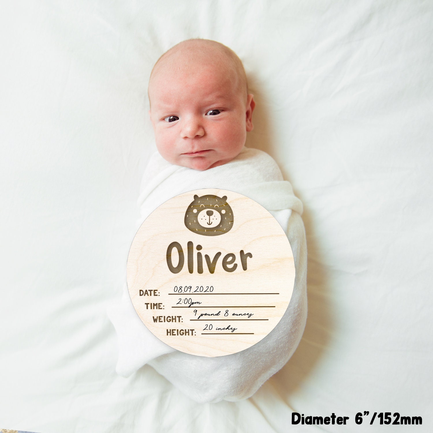 Baby Name Announcement Sign With Greenery Pregnancy or Birth Etsy