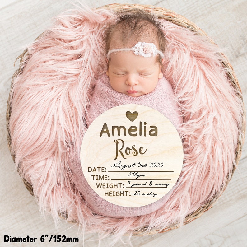 Pregnancy or Birth Announcement Baby Name Announcement Sign with Greenery Maternity or Newborn Photo Shoot Prop