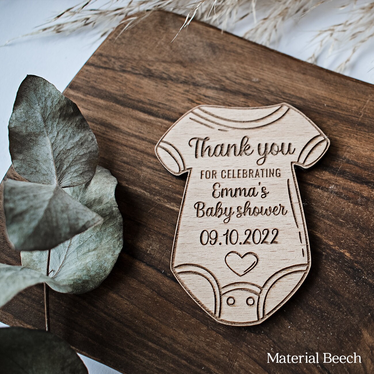 Personalized Baby Shower Favors: Wooden Baby Bodysuit Magnet - Etsy