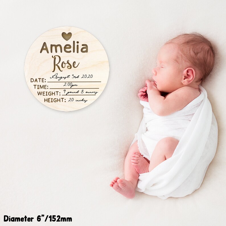 Pregnancy or Birth Announcement Baby Name Announcement Sign with Greenery Maternity or Newborn Photo Shoot Prop