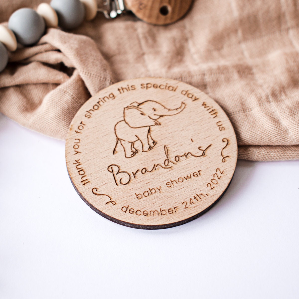 Personalized Baby Shower Wooden Magnet Favors: Engraved Keepsake - Etsy
