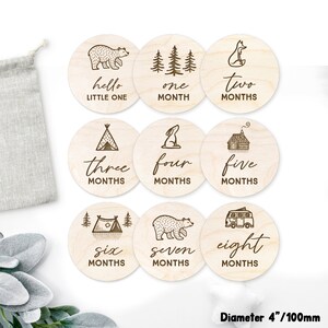 Accessoires photo mensuels pour bébé Photographie de nouveau-né en bois Jalons mensuels en bois pour photos de bébé Cadeaux en bois pour bébé Cartes d'étape gravées pour bébé
