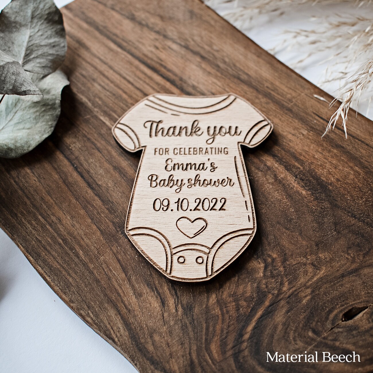 Personalized Baby Shower Favors: Wooden Baby Bodysuit Magnet - Etsy