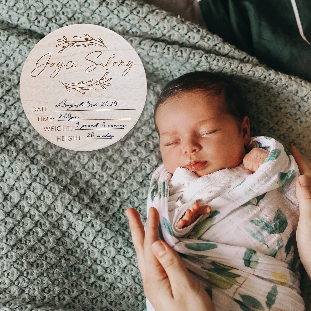Birth Announcement Sign / Birth Stats Plaque / Engraved Wooden Name ...
