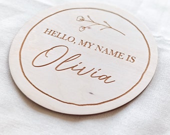 Hello My Name Is Wooden Cutout , Birth Announcement ,Baby Name Announcement , Baby Shower Gift , Hospital Announcement , Newborn Photo Prop