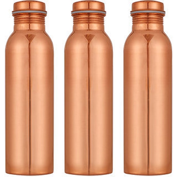 Handmade Copper Water Bottle For Yoga Ayurveda Joint Free 1000ML Set Of 4 Pcs 