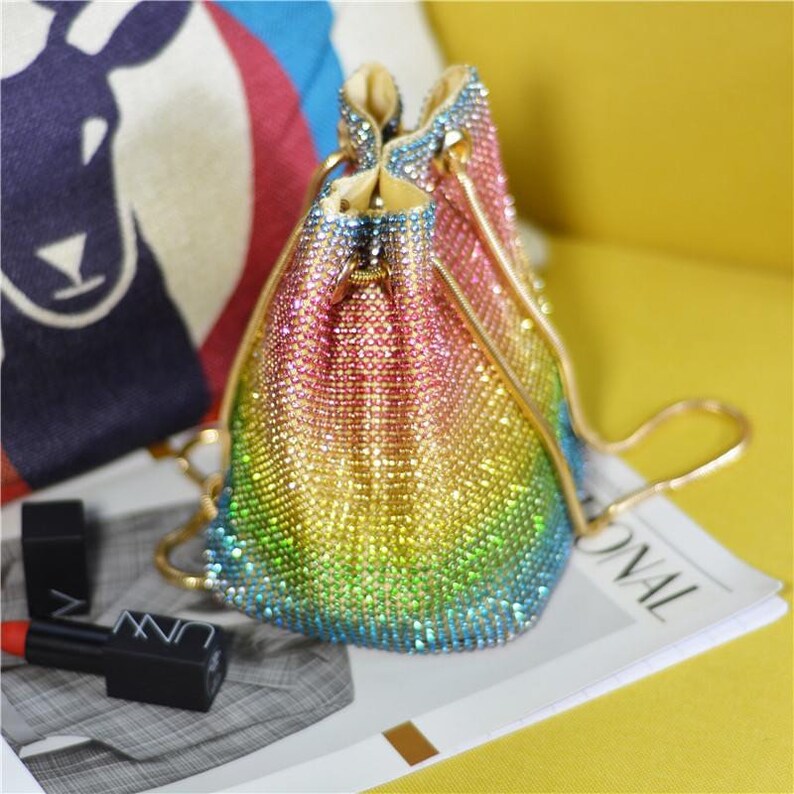 Rainbow Rhinestone Bling Bag Etsy