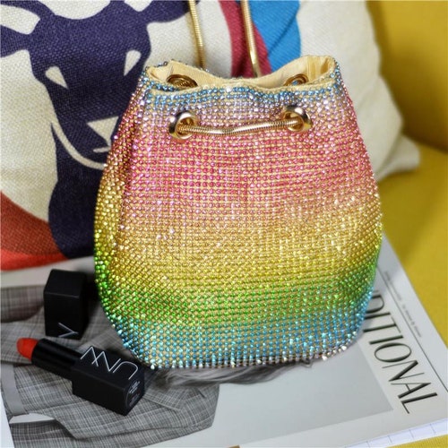 Rainbow Rhinestone Bling Bag Etsy
