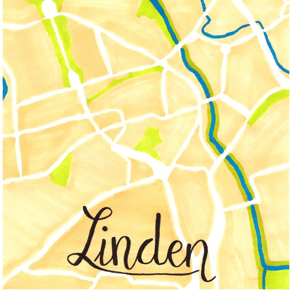 Postkarte Hannover Linden Stadtplan