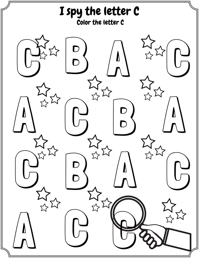 I Spy ABC Printable Alphabet Book Coloring Pages ABC Etsy