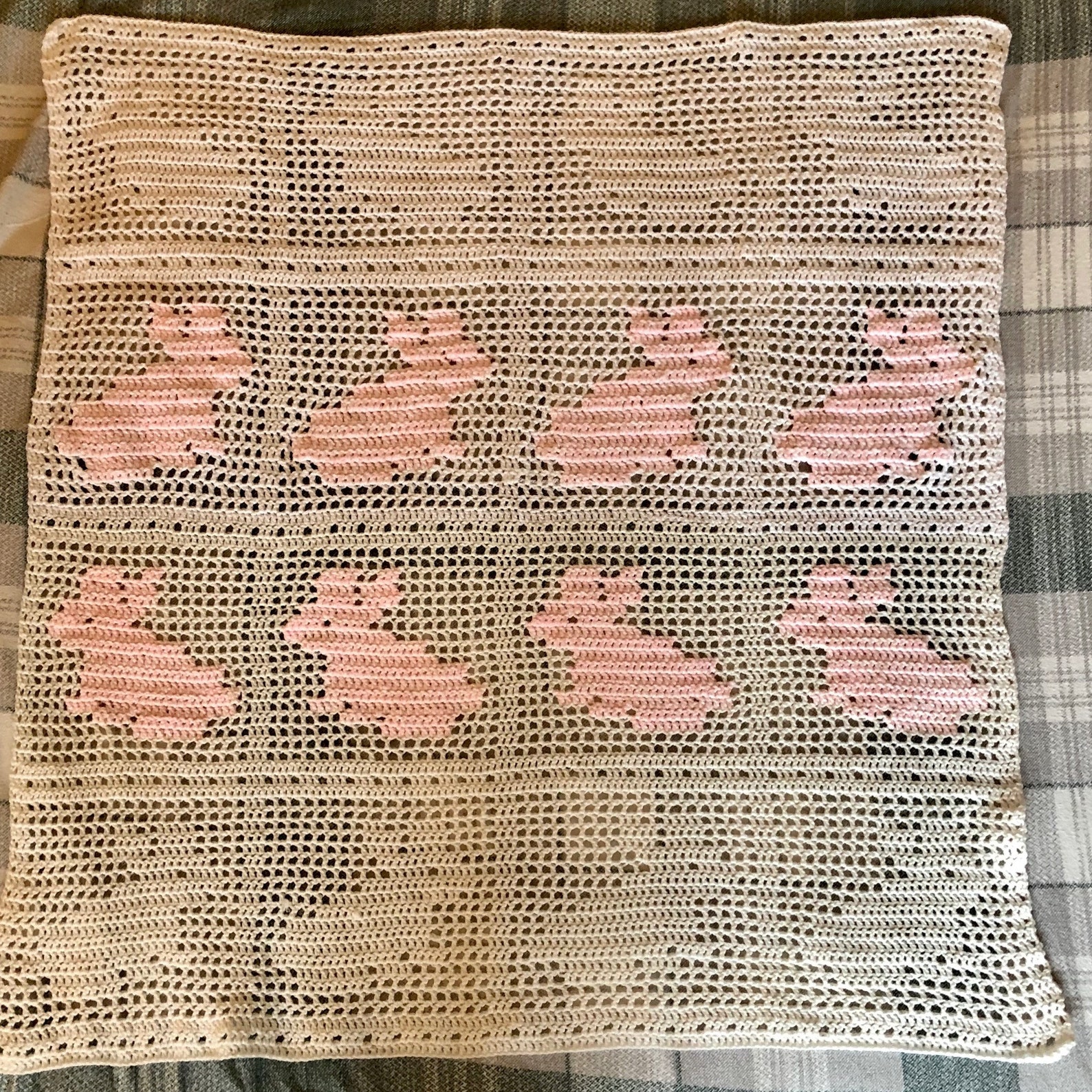 Crochet Filet Bunny Baby Blanket Large Etsy