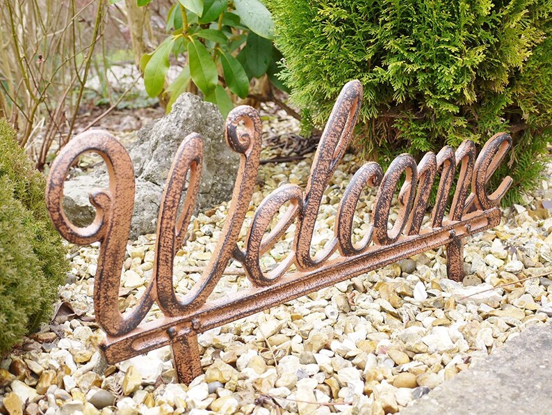 Rustic Metal Garden Sign Etsy
