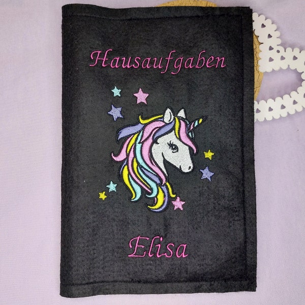 Hülle Hausaufgabenheft - Einhorn