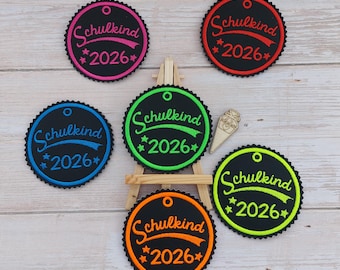 Etiqueta para cone escolar 2026 "Redondo, Coração, Estrela" | Etiqueta para presente de volta às aulas | Criança em idade escolar