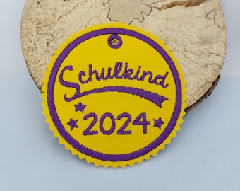 Schultüten-Anhänger 2023 gelb_lila /Geschenkanhänger Schulstart