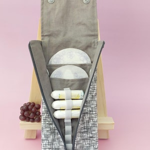 Hygienetasche grau_schwarz /Periodentasche/Tampontasche/Täschchen für Slipeinlagen und Tampons/ Hygieneetui