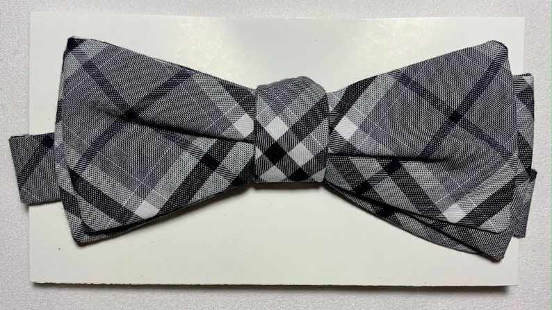 Red White and Blue Stripe Grey Plaid. Handmade Cotton Plaid Stripe Bow Tie Blue and White Stripe Orange Plaid