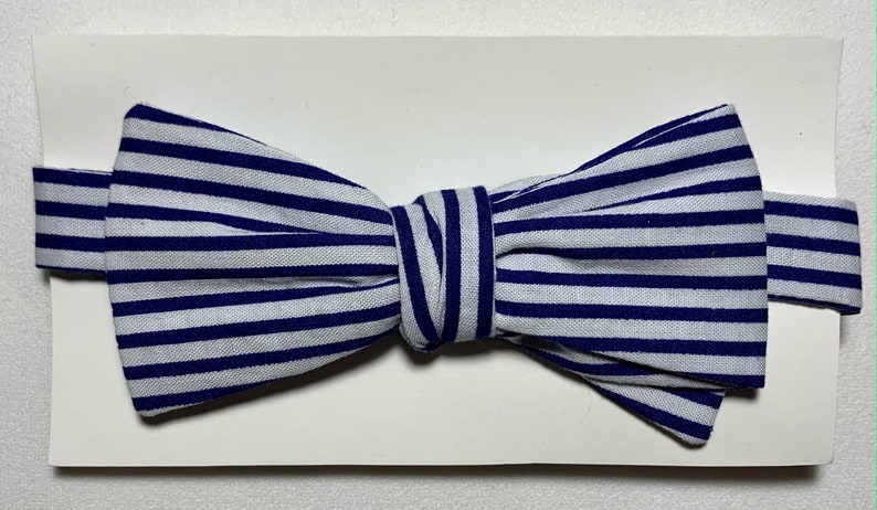 Red White and Blue Stripe Grey Plaid. Handmade Cotton Plaid Stripe Bow Tie Blue and White Stripe Orange Plaid