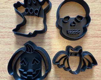 Halloween Cookie Cutters - Pumpkin, Ghost, Skull, Bat - Baking, Halloween Craft Supplies, 3D printed