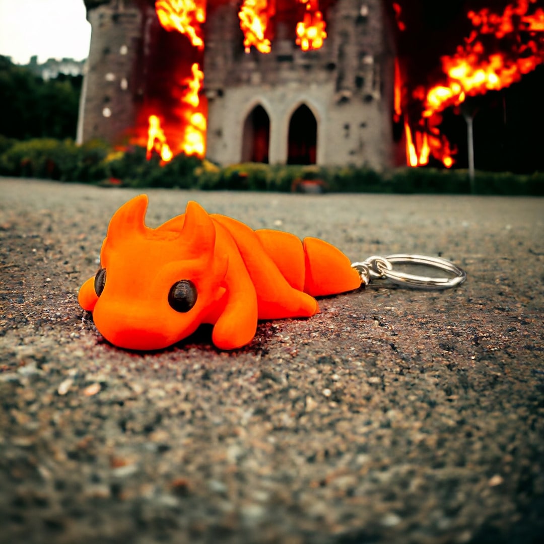 Dragon Keychain, Fidget Toy, Dragon Gifts, 3D Printed Keyring, Under 5