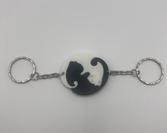 Cat Friendship Keyring, Yin and Yang Cat Keychain, Best Friend Gift