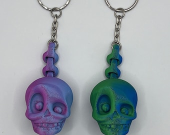 Skull Keyring, 3D Printed Keychain, Gothic Accessories, Unique Novelty Gift
