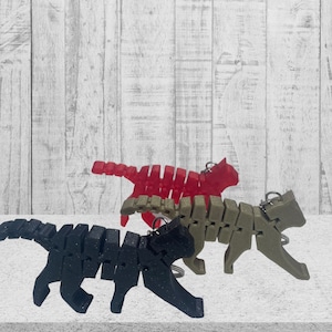 Flexi Cat - Fidget 3D Printed Keyring - Keychain - Gift 3D Printed, Under 5 pounds