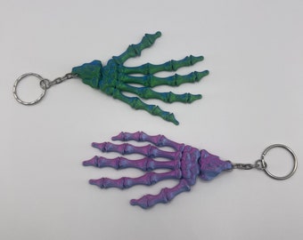 Skeleton Hand Keyring, 3D Printed Keychain, Fidget Toy, Gift, Birthday Party Bag, Stocking Filler