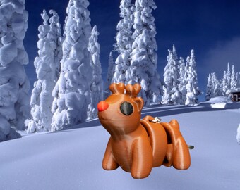 Reindeer Keyring Fidget Toy, Christmas Gift, 3D Printed, Keychain