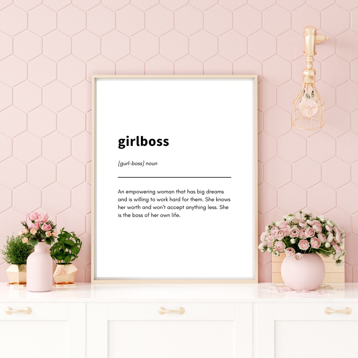 Girl Boss Definition Print Dictionary Print Boss Babe Wall Etsy