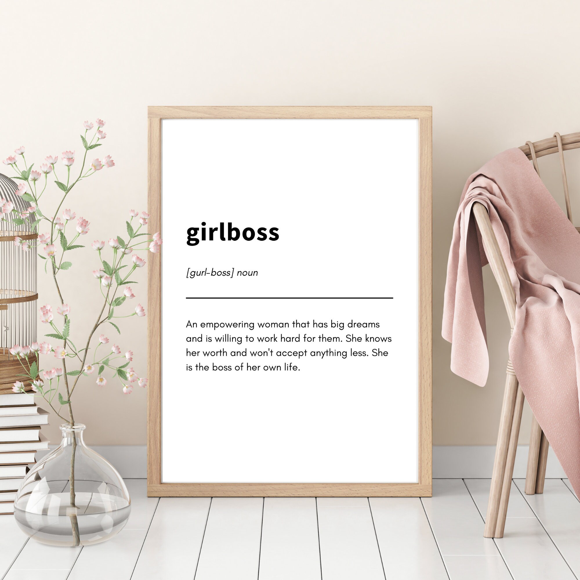 Girl Boss Definition Print Dictionary Print Boss Babe Wall Etsy