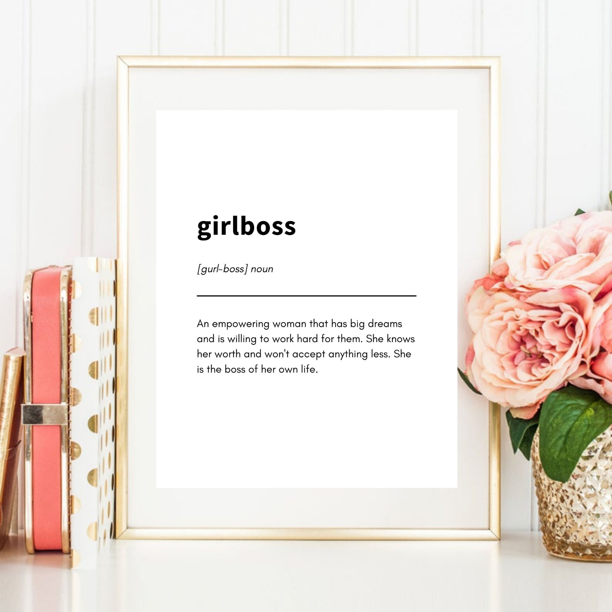 Girl Boss Definition Print Dictionary Print Boss Babe Wall Etsy